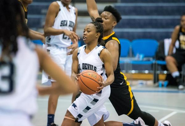 Lady Sea Devils Knock Off Guilford Tech