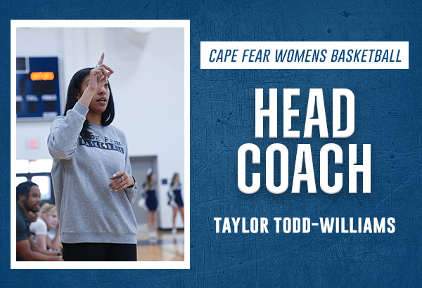 Coach Taylor Todd-Williams pictured as she is announced as the Cape Fear Women's Basketball Head Coach