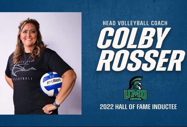 Head Volleyball Coach Colby Rosser Pictured with text 